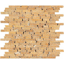Gold Tumbled Travertine Random Strip Mosaic Tile