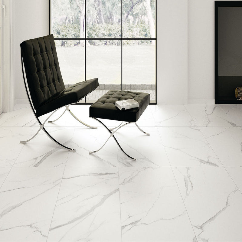 12x24 Statuario Porcelain Tile Vallelunga Collection