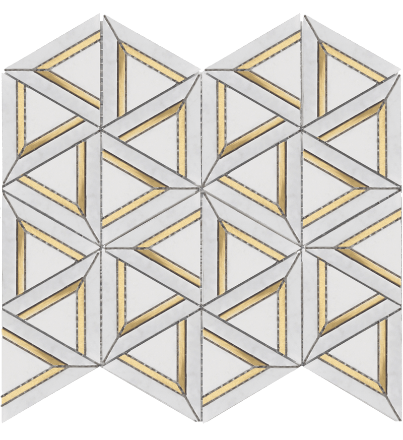 ROCKART CARRARA WHITE METAL GEO 12x14 MOSAIC.