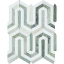 Thassos White Polished Marble Berlinetta Mosaic Tile (Thassos w/ Ming Green)