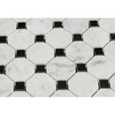Bianco Carrara Honed Marble Octagon Mosaic Tile (w/ Black Dots)