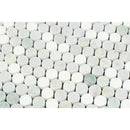 Bianco Carrara Honed Marble Penny Round Mosaic Tile (Carrara + Thassos + Ming Green)