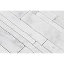 Bianco Carrara Honed Marble Random Strip Mosaic Tile