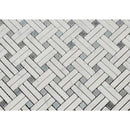 Bianco Carrara Honed Marble Stanza Mosaic Tile (w/ Blue-Gray Dots)
