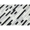 Bianco Carrara Polished Marble Bamboo Sticks Mosaic Tile (Carrara + Black)
