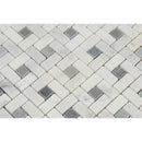 Bianco Carrara Polished Marble Mini Pinwheel Mosaic Tile (w/ Blue-Gray Dots)