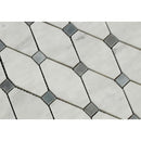 Bianco Carrara Polished Marble Octave Mosaic Tile (w/ Blue-Gray Dots)