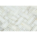 Calacatta Gold Honed Marble Tripleweave Mosaic Tile w/ Calacatta Gold Dots