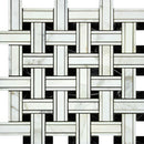 Calacatta Gold Polished Marble Tripleweave Mosaic Tile w/ Black Dots