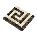 Emperador Dark Polished Marble Greek Key Corner (Emp. Dark + Crema Marfil)