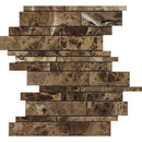 Emperador Dark Polished Marble Random Strip Mosaic Tile
