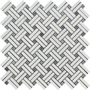 Thassos White Honed Marble Stanza Mosaic Tile w/ Blue-Gray Dots