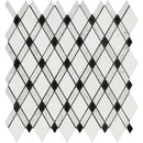 Thassos White Honed Marble Lattice Mosaic Tile (Thassos + Carrara + Black)