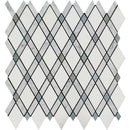 Thassos White Honed Marble Lattice Mosaic Tile (Thassos + Carrara + Blue-Gray)