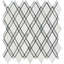 Thassos White Honed Marble Lattice Mosaic Tile (Thassos + Carrara + Ming Green)