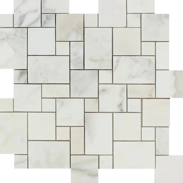 Calacatta Gold Honed Marble Mini Versailles Pattern Mosaic Tile