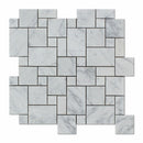 Bianco Carrara Honed Marble Mini Versailles Pattern Mosaic Tile