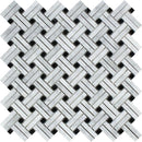 Bianco Carrara Honed Marble Stanza Mosaic Tile (w/ Black Dots)