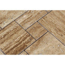Noce Exotic (Vein-Cut) Unfilled Polished Travertine OPUS Mini Pattern Mosaic Tile (Interlocking)