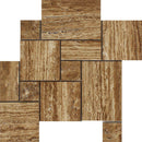 Noce Exotic (Vein-Cut) Unfilled Brushed Travertine OPUS Mini Pattern Mosaic Tile (Interlocking)