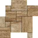 Noce Exotic (Vein-Cut) Unfilled Polished Travertine OPUS Mini Pattern Mosaic Tile (Interlocking)