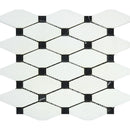 Thassos White Polished Marble Octave Mosaic Tile w/ Black Dots