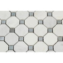 Oriental White Honed Marble Octagon Mosaic Tile w/ Blue-Gray Dots