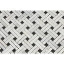 Oriental White Honed Marble Stanza Mosaic Tile w/ Black Dots