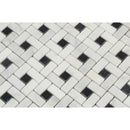Oriental White Polished Marble Mini Pinwheel Mosaic Tile w/ Black Dots