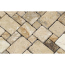 Philadelphia Tumbled Travertine Mini Versailles Pattern Mosaic Tile