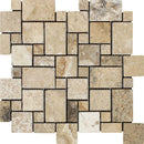 Philadelphia Tumbled Travertine Mini Versailles Pattern Mosaic Tile