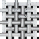 Bianco Carrara Polished Marble Tripleweave Mosaic Tile (w/ Black)