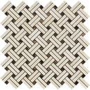 Crema Marfil Polished Marble Stanza Mosaic Tile w/ Dark Emperador Dots