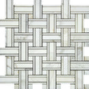 Calacatta Gold Polished Marble Tripleweave Mosaic Tile w/ Calacatta Gold Dots