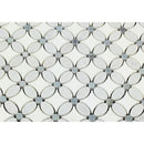 Thassos White Honed Marble Florida Flower Mosaic Tile (Carrara + Thassos (Oval) + Blue-Gray (Dots))
