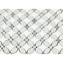 Thassos White Honed Marble Florida Flower Mosaic Tile (Carrara + Thassos (Oval) + Ming Green (Dots))