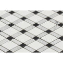 Thassos White Honed Marble Lattice Mosaic Tile (Thassos + Carrara + Black)