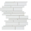 Thassos White Honed Marble Random Strip Mosaic Tile