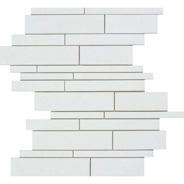 Thassos White Polished Marble Random Strip Mosaic Tile