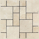 Ivory Tumbled Travertine Mini Pattern Mosaic Tile (Non-Interlocking)