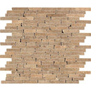 Noce Tumbled Travertine Random Strip Mosaic Tile